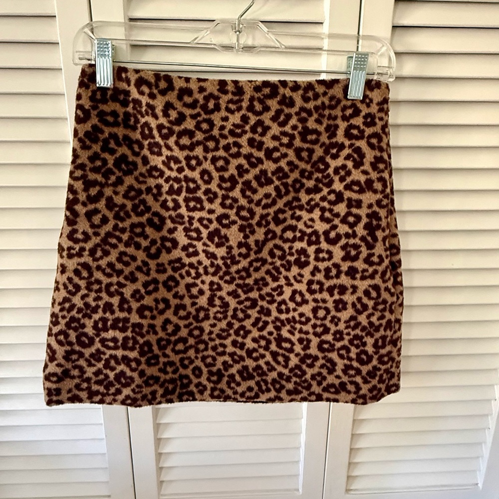 LOFT Leopard-Print Mini Skirt in Brown and Black